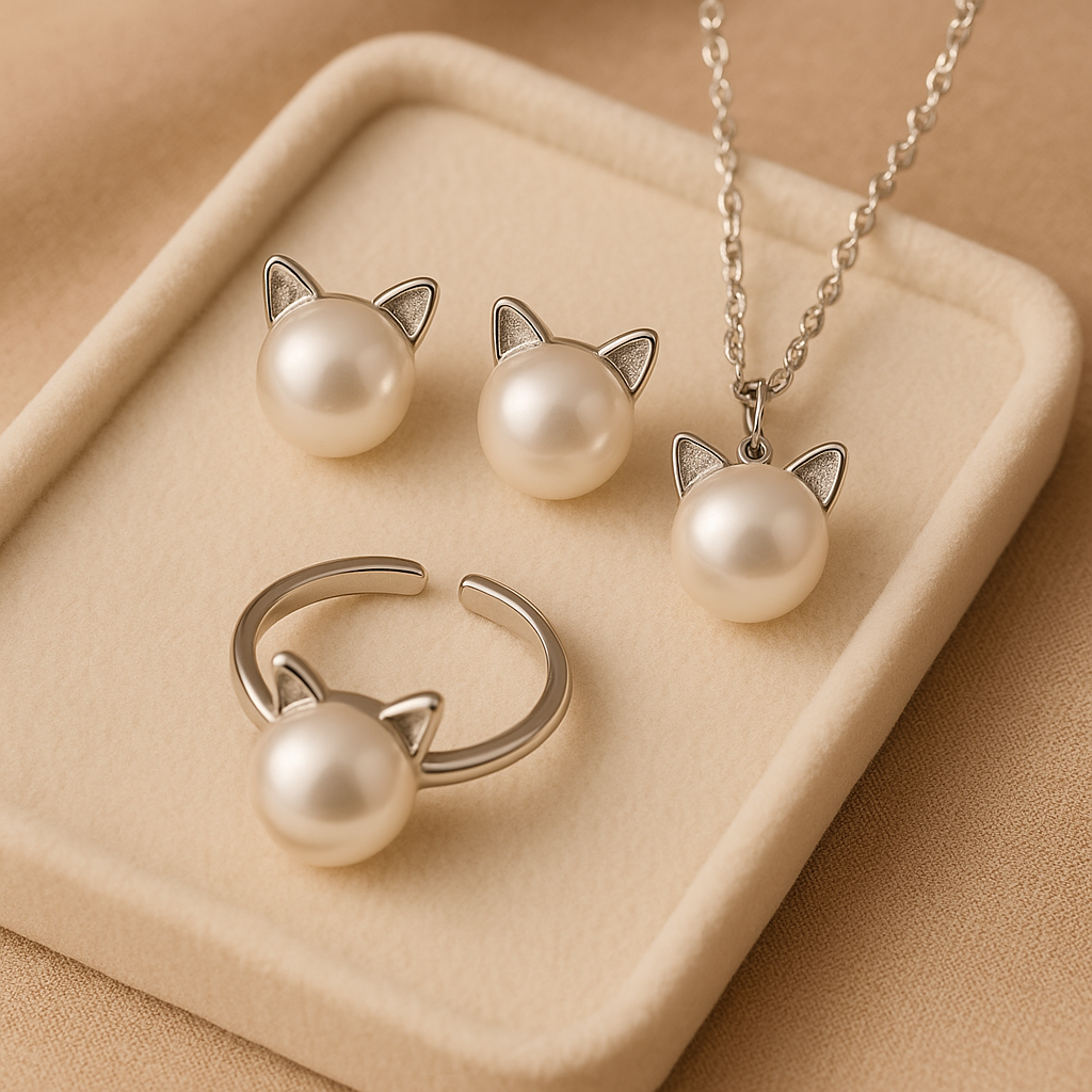 Delicate Pearl Cat Set