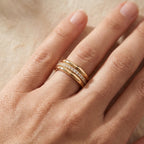 Refined Crystal Inlaid Ring
