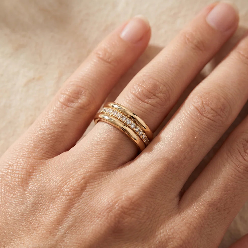 Refined Crystal Inlaid Ring