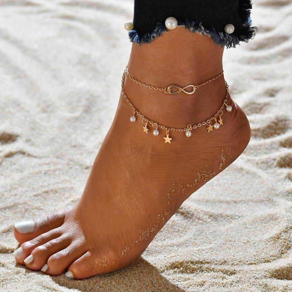 Infinity Pearl Star Anklet