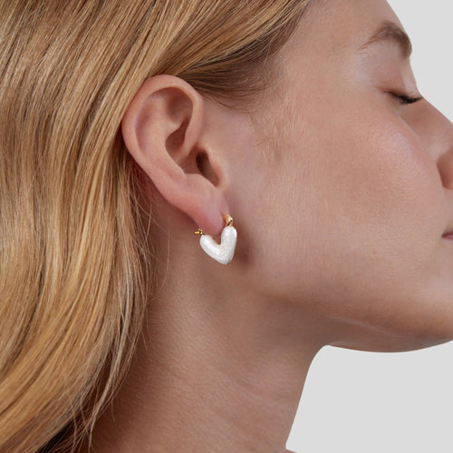Classic White Heart Earrings