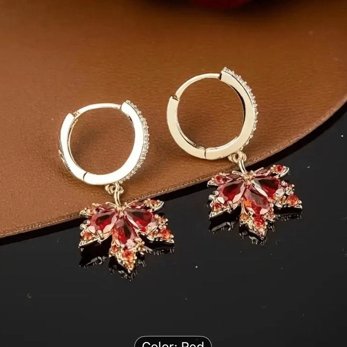 Zircon Leafshine Golden Earrings
