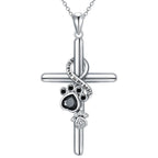 Paw Cross Pendant Necklace