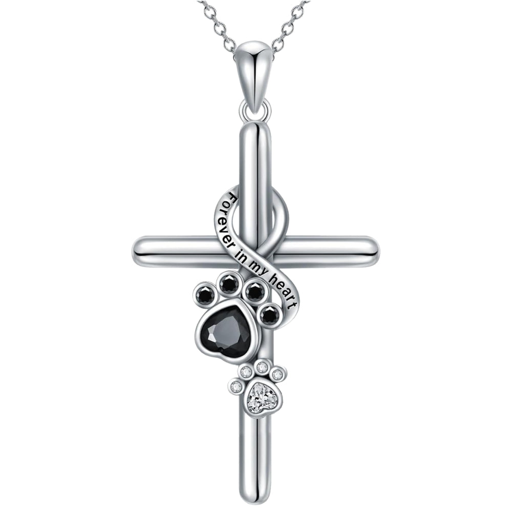 Paw Cross Pendant Necklace